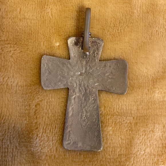 Double Genuine Turquoise Necklace 2 Cross Pendants Cowgirl Western Vintage - Picture 8 of 13